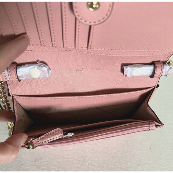 New Michael Kors Jet Set Travel Medium Phone Crossbody Saffiano Leather Primrose - Picture 4 of 7